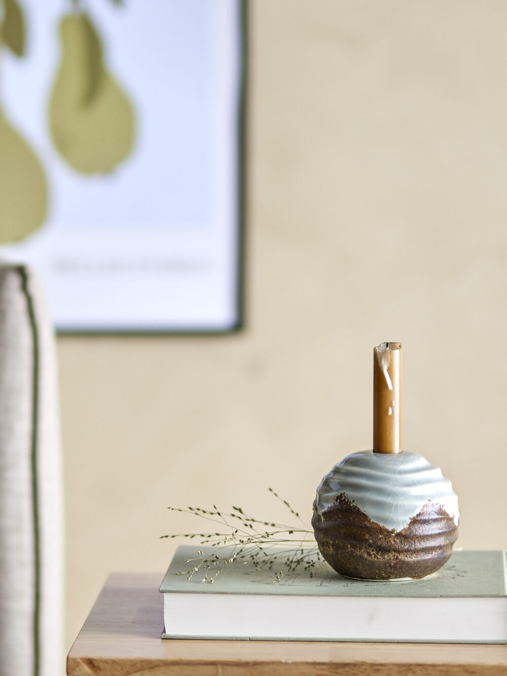 Paula Candle Holder, Brown, Stoneware - Image 4