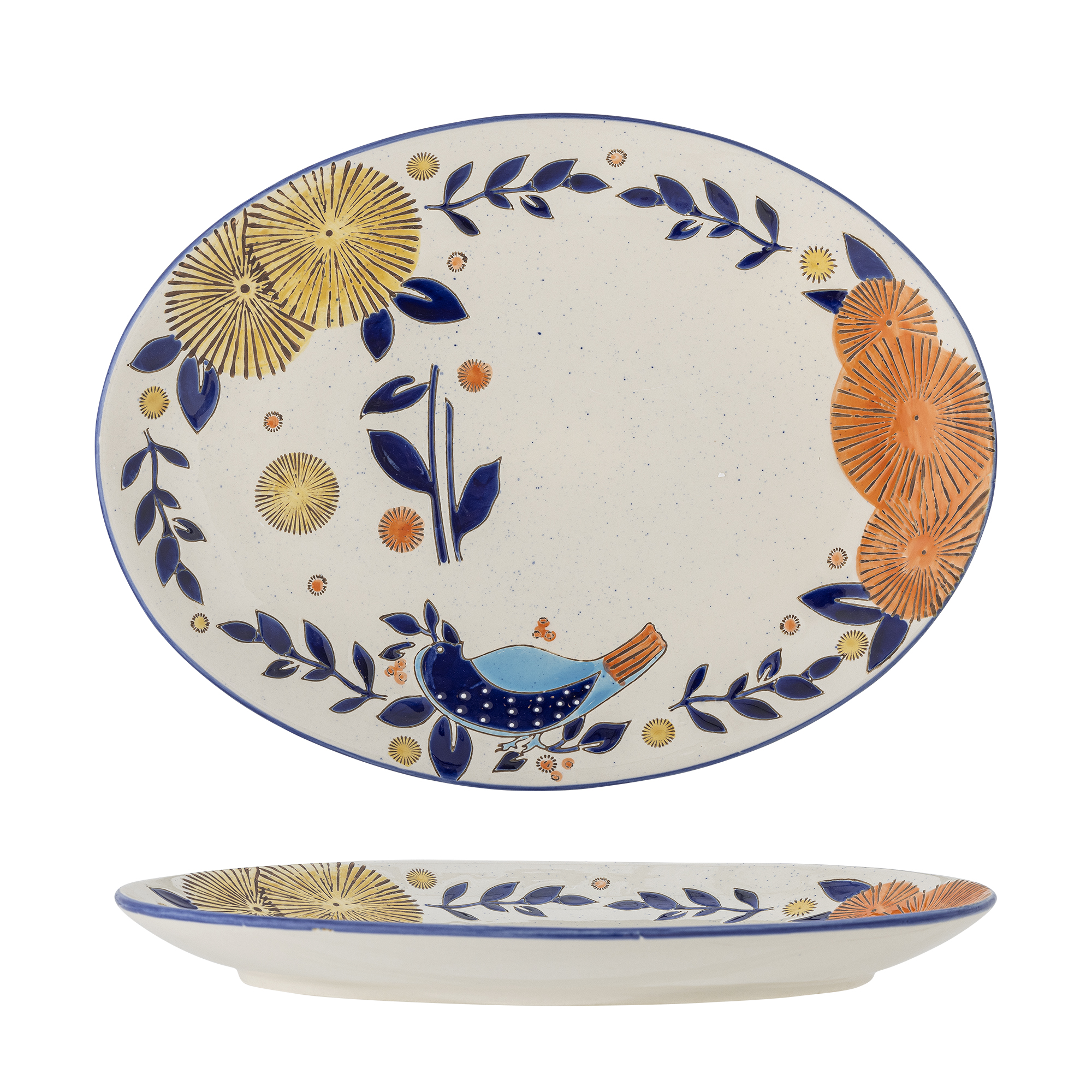 Lynna Serving Plate, Blue, Stoneware
