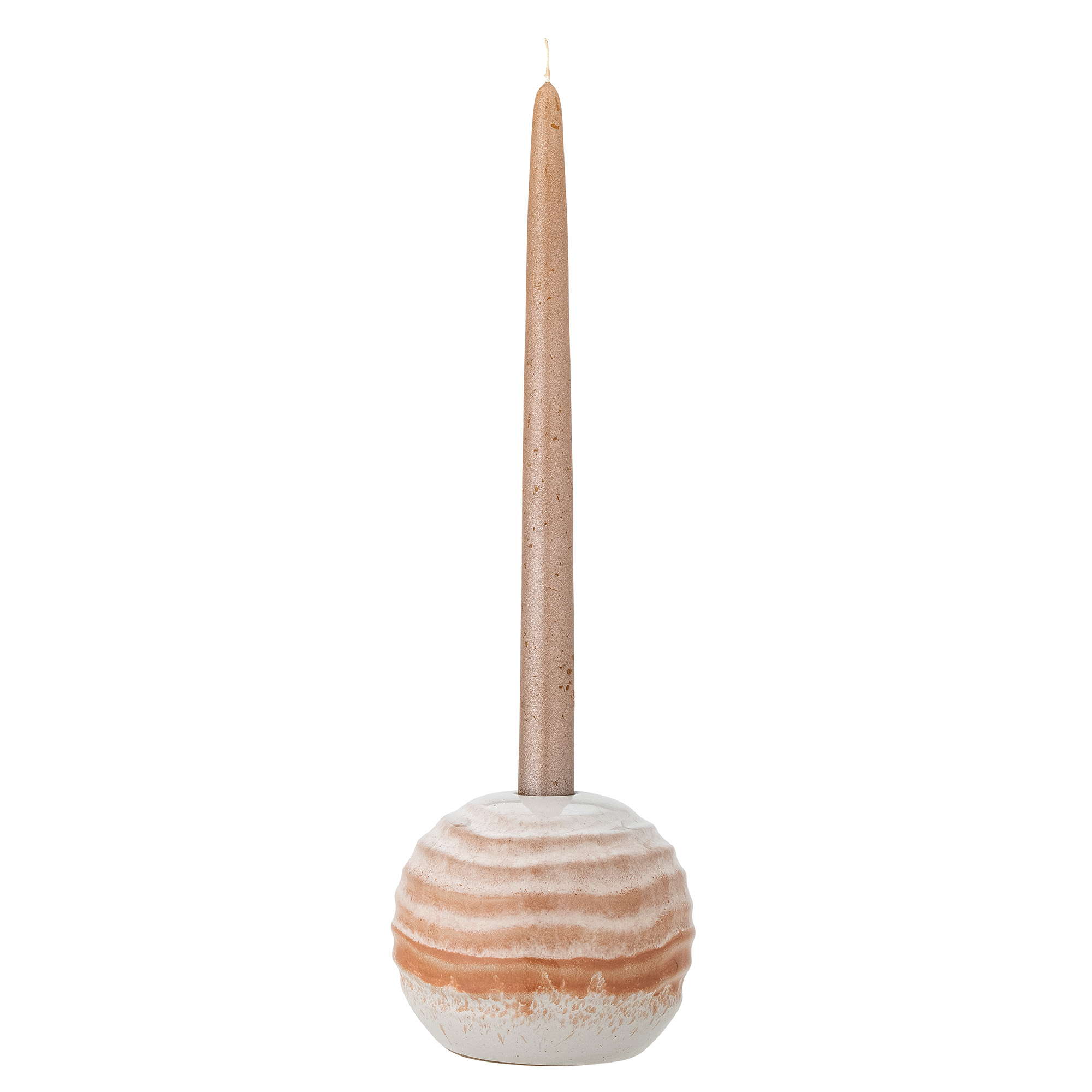 Paula Candle Holder, Orange, Stoneware - Image 2
