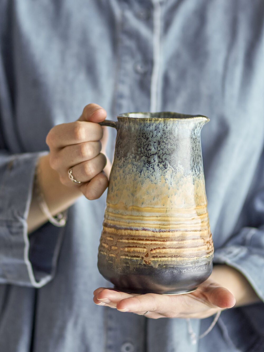 Deana Jug, Blue, Stoneware - Image 4