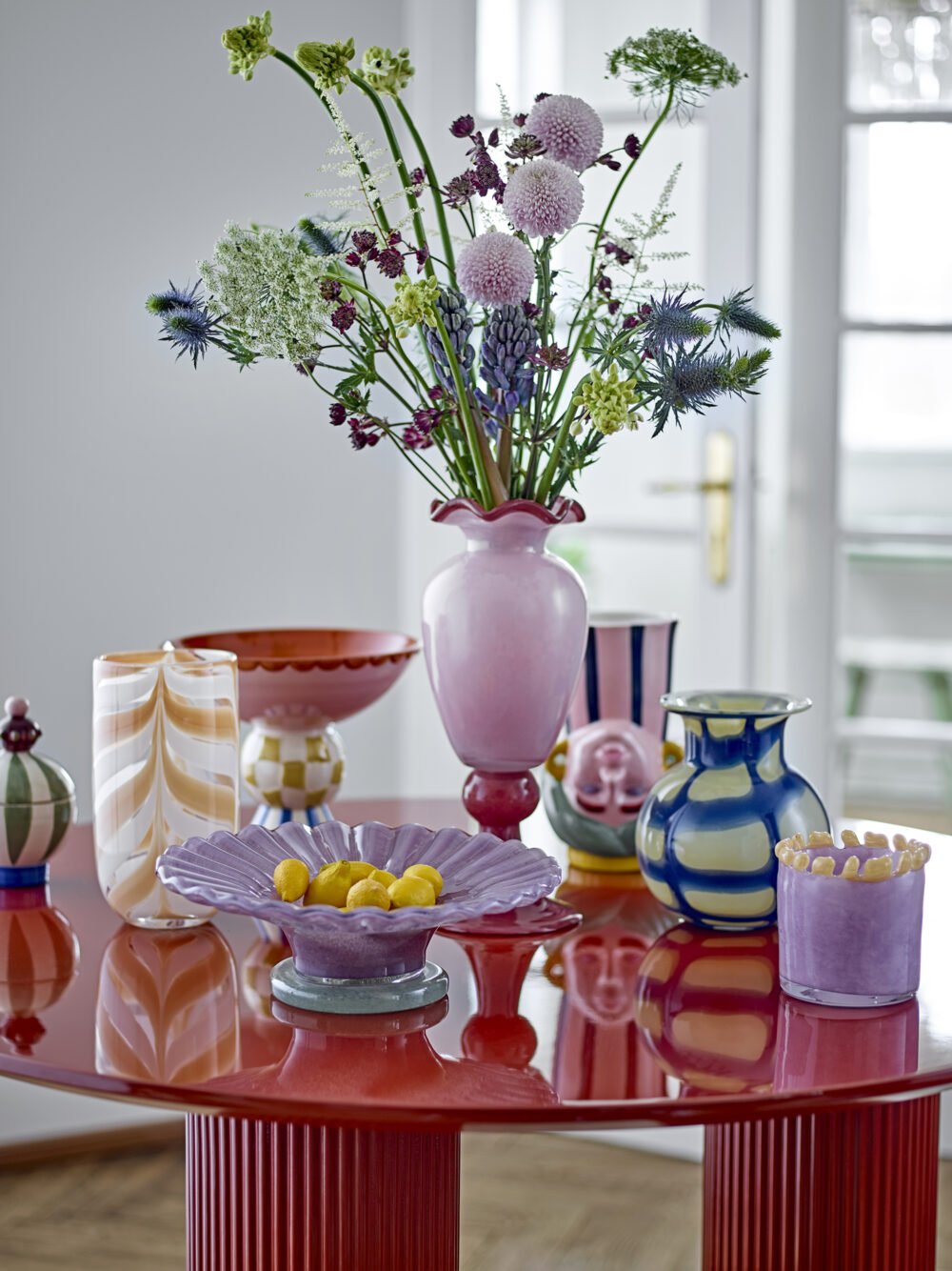 Bob Pedestal Bowl, Rose, Stoneware - Image 4
