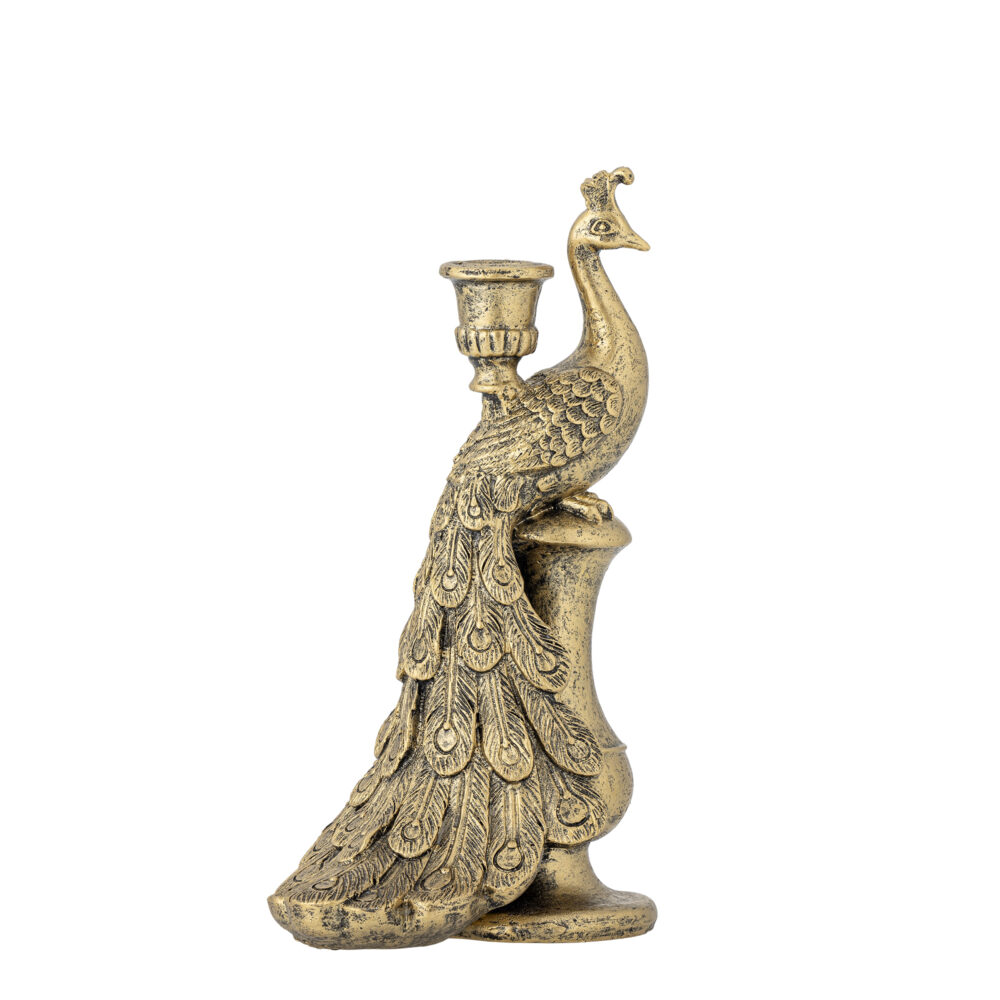 Tausi Candle Holder, Gold, Polyresin