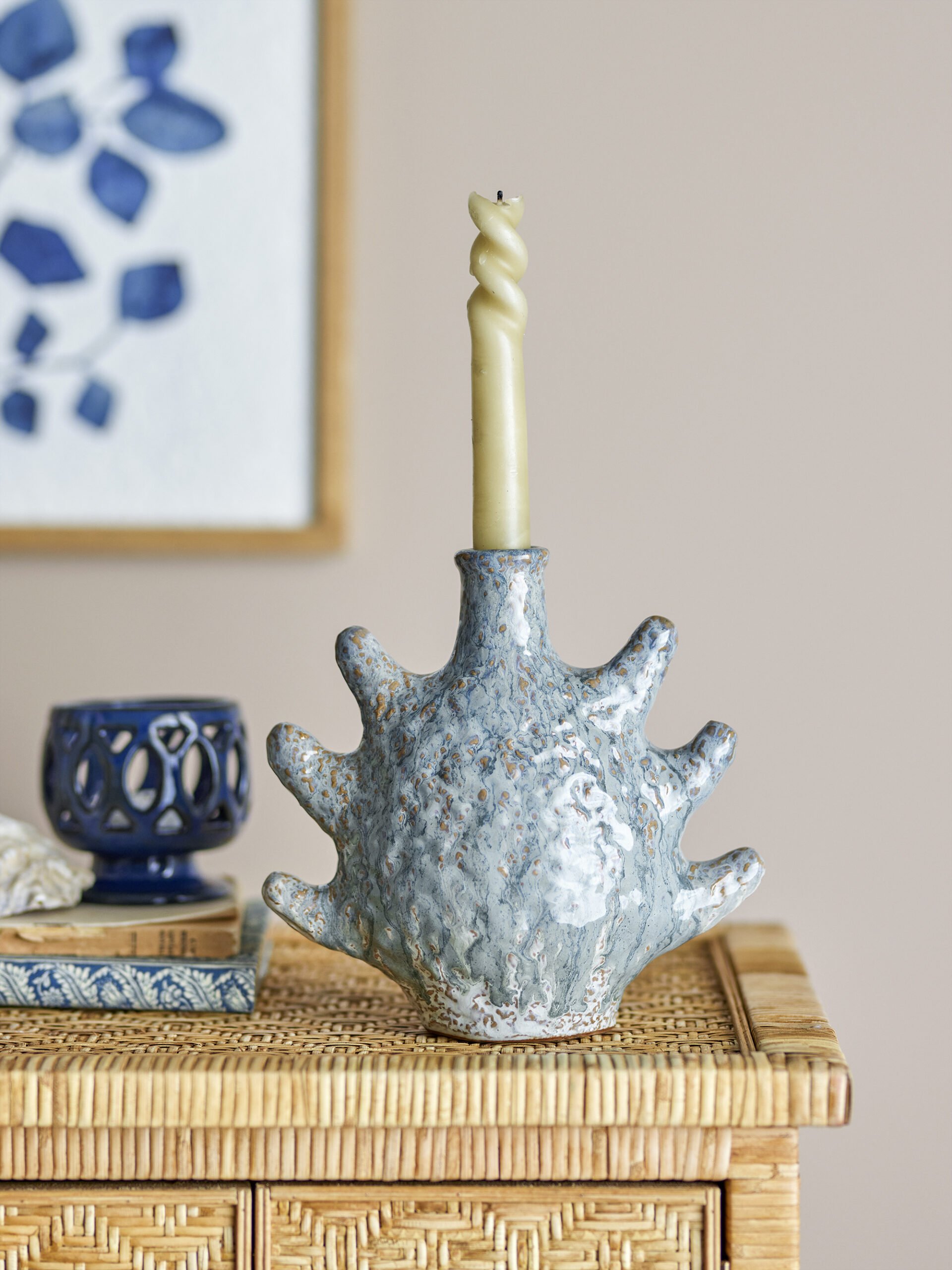 Bridget Candle Holder, Grey, Stoneware - Image 4