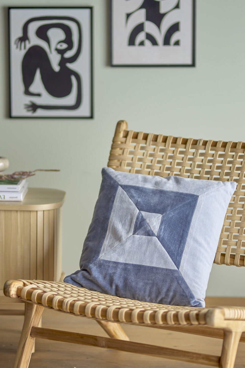 Aban Cushion, Blue, Cotton - Image 3