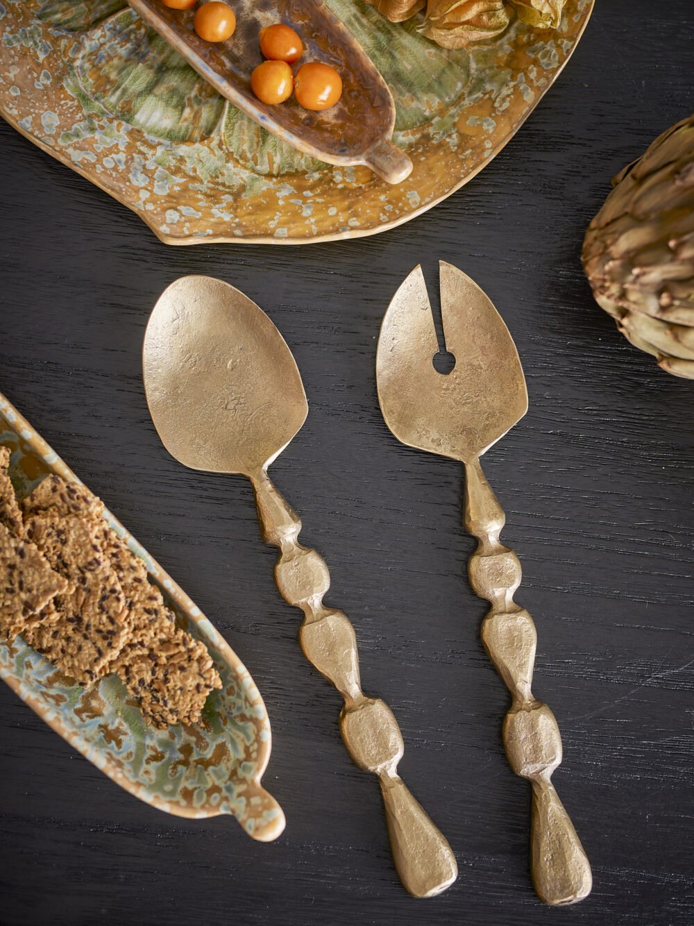 Edi Salad Servers, Brass, Metal - Image 3