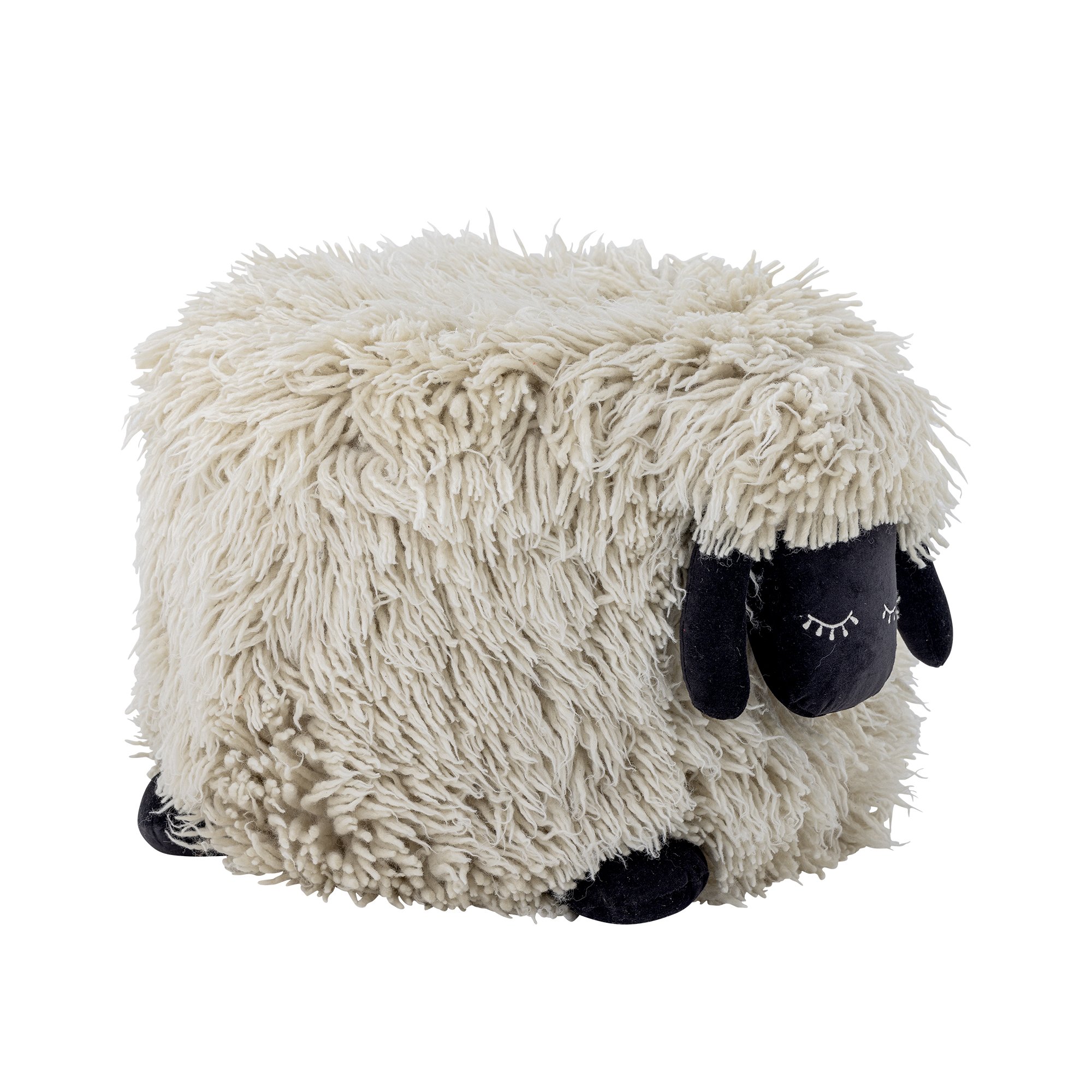 Dolly Pouf, White, Wool - Image 2