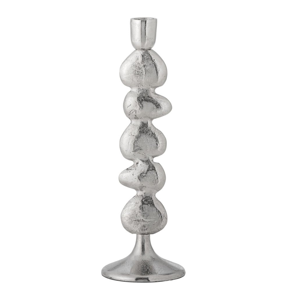 Metina Candle Holder, Silver, Aluminum