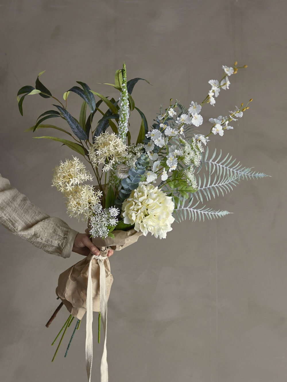 Symphonie Bouquet, White, Artificial Flowers - Image 4