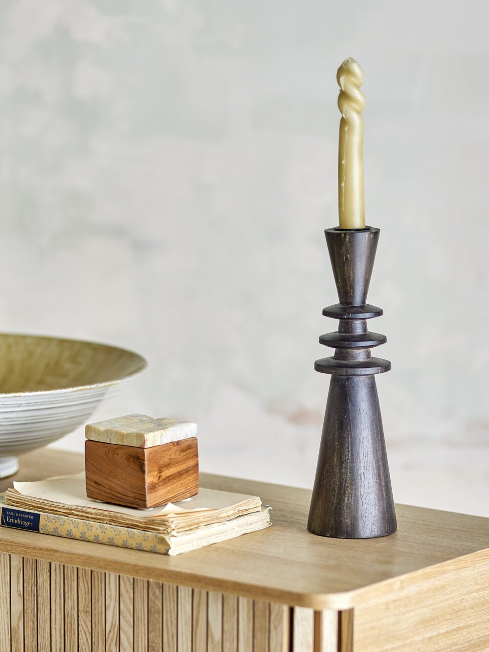 Armel Candle Holder, Black, Mango - Image 4