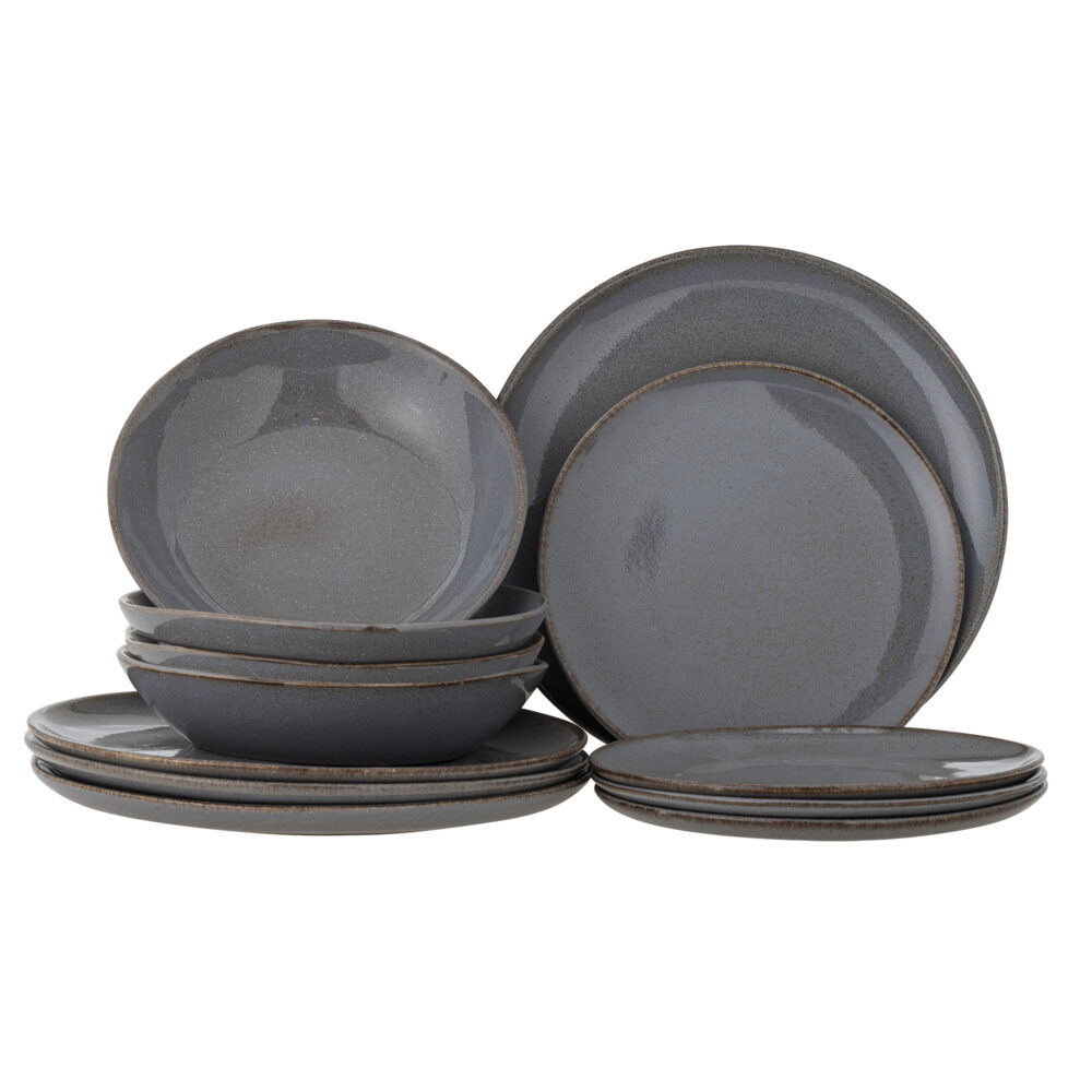 Sandrine Dinnerware Set, Grey, Stoneware