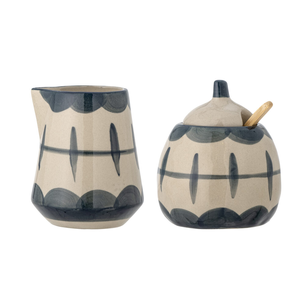Allium Milk Jug & Sugar Bowl, Blue, Stoneware