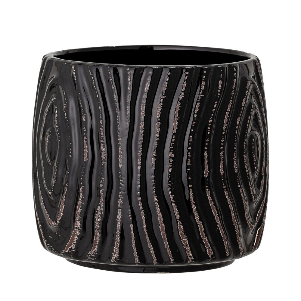 Hena Flowerpot, Black, Stoneware