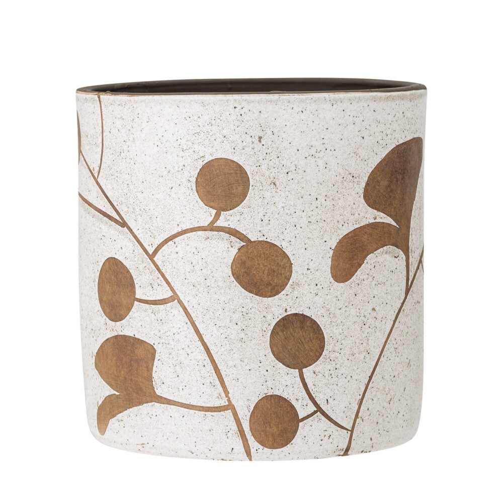 Janis Deco Flowerpot, White, Terracotta