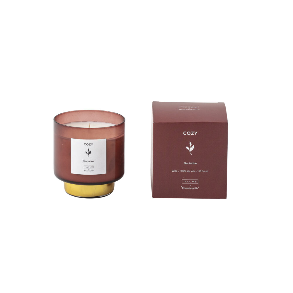 COZY-Nectarine Scented Candle, Red, Natural Wax