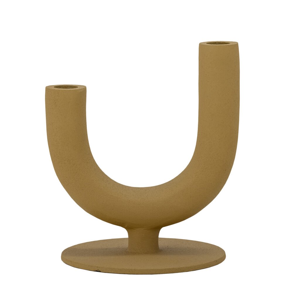 Deena Candle Holder, Yellow, Aluminum