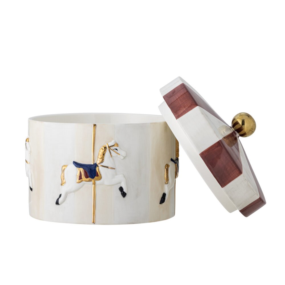 Merry-go-round Jar w/Lid, Red, Stoneware - Image 3
