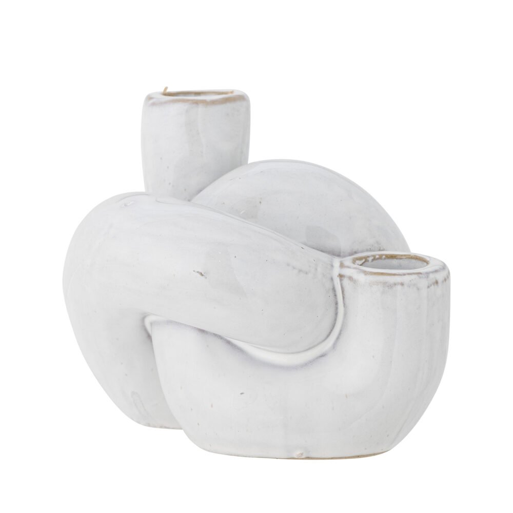 Haydn Candle Holder, White, Stoneware