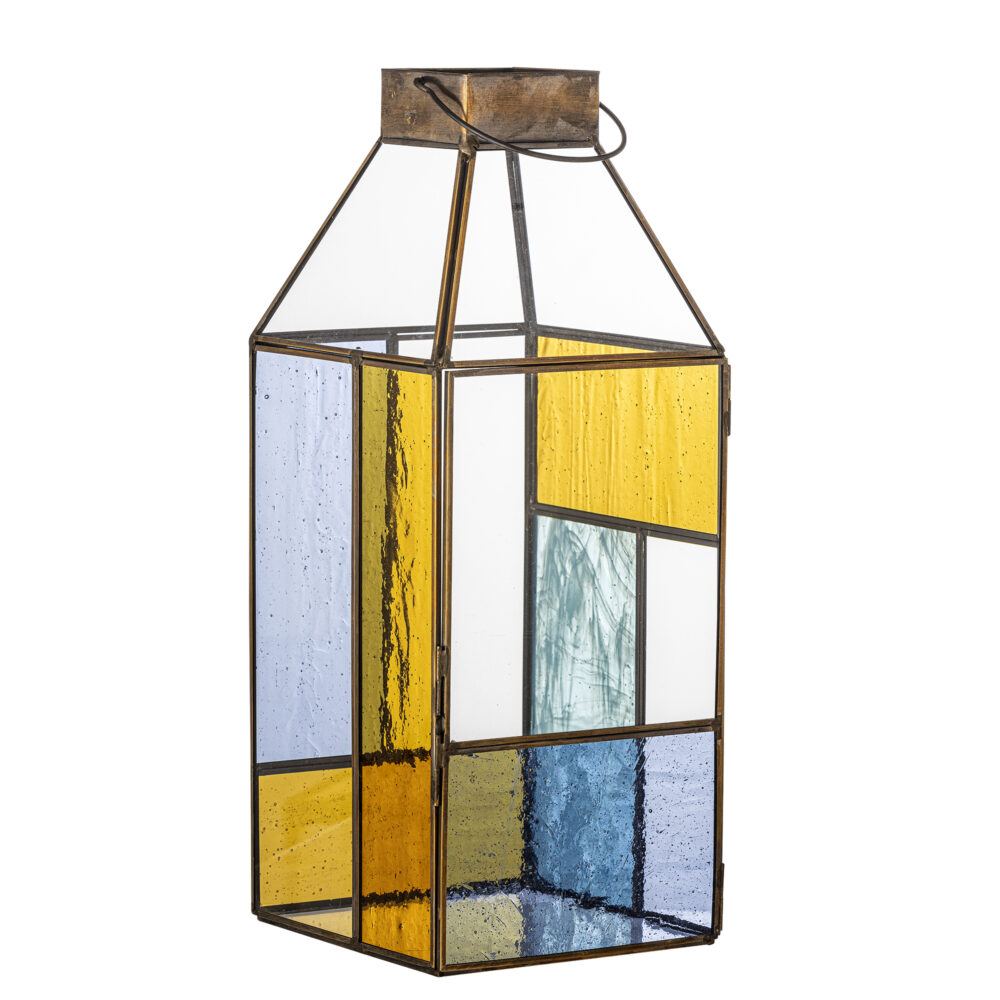 Drew Lantern, Blue, Glass