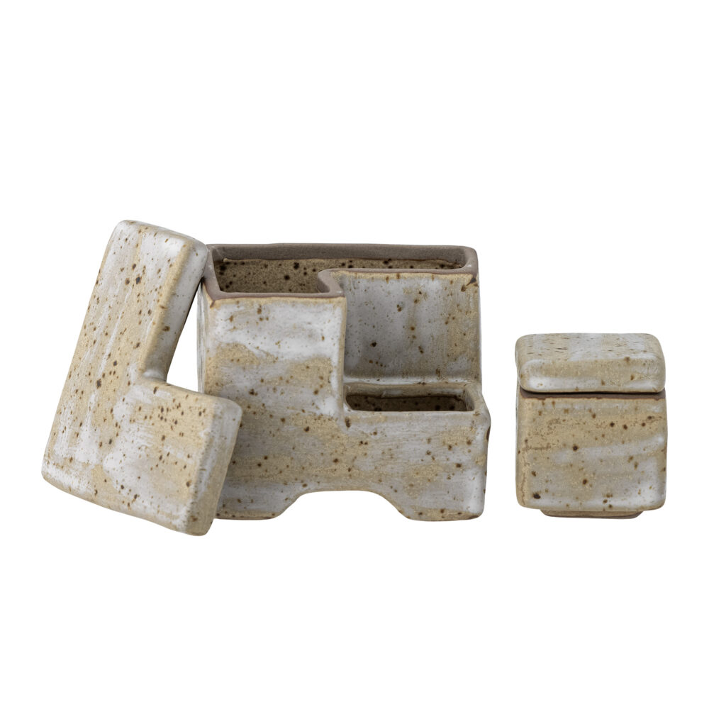 Madox Box w/Lid, Grey, Stoneware - Image 3