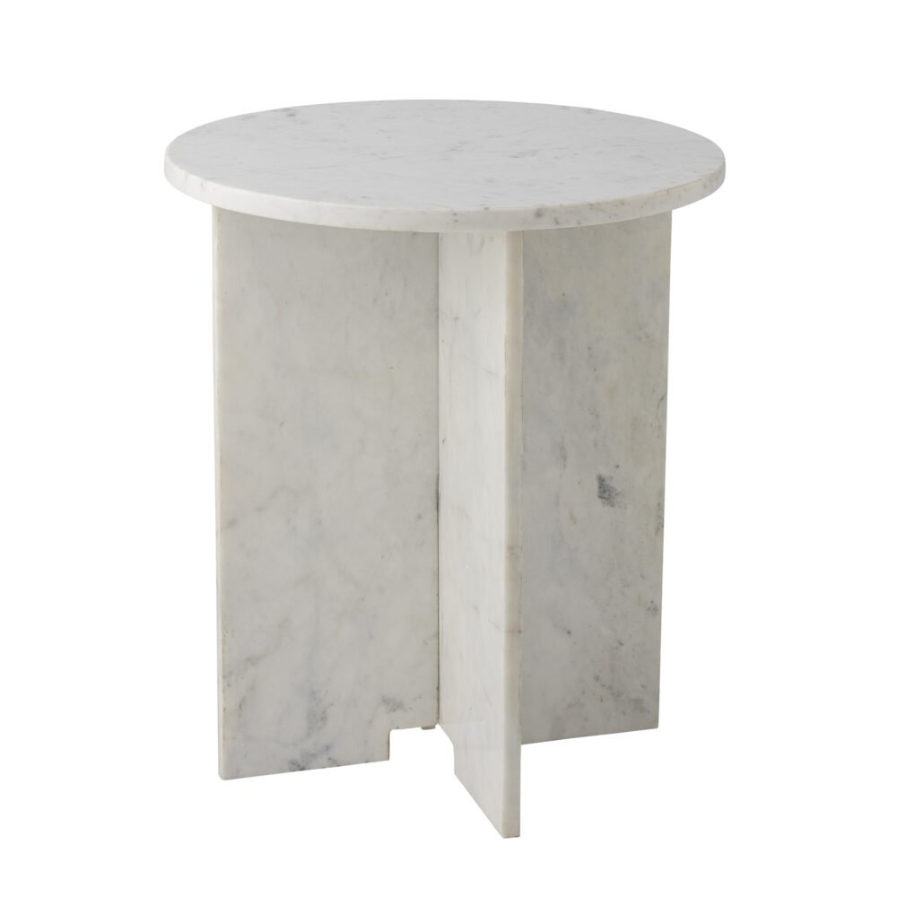 Jasmia Side Table, White, Marble
