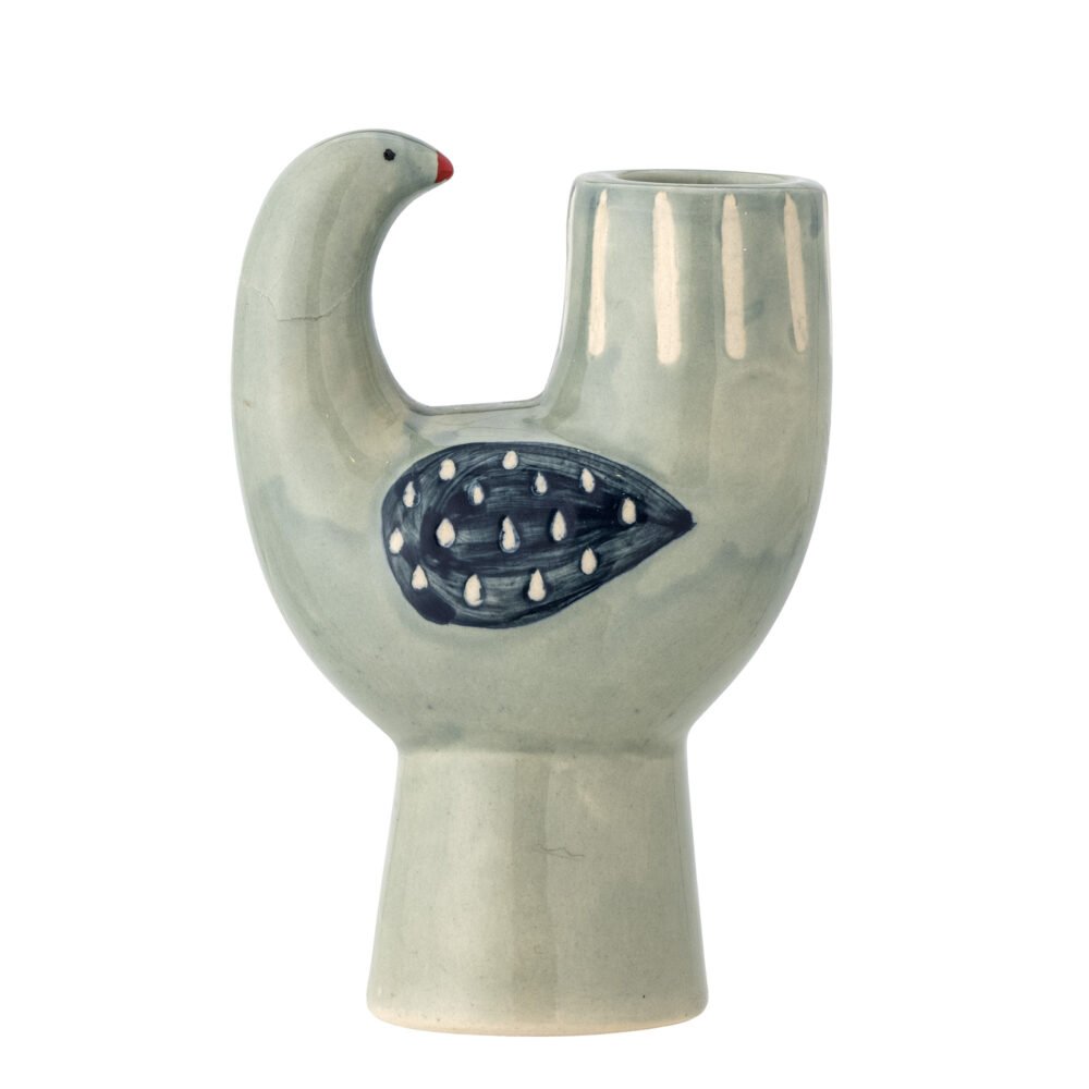 Trudy Candle Holder, Blue, Stoneware