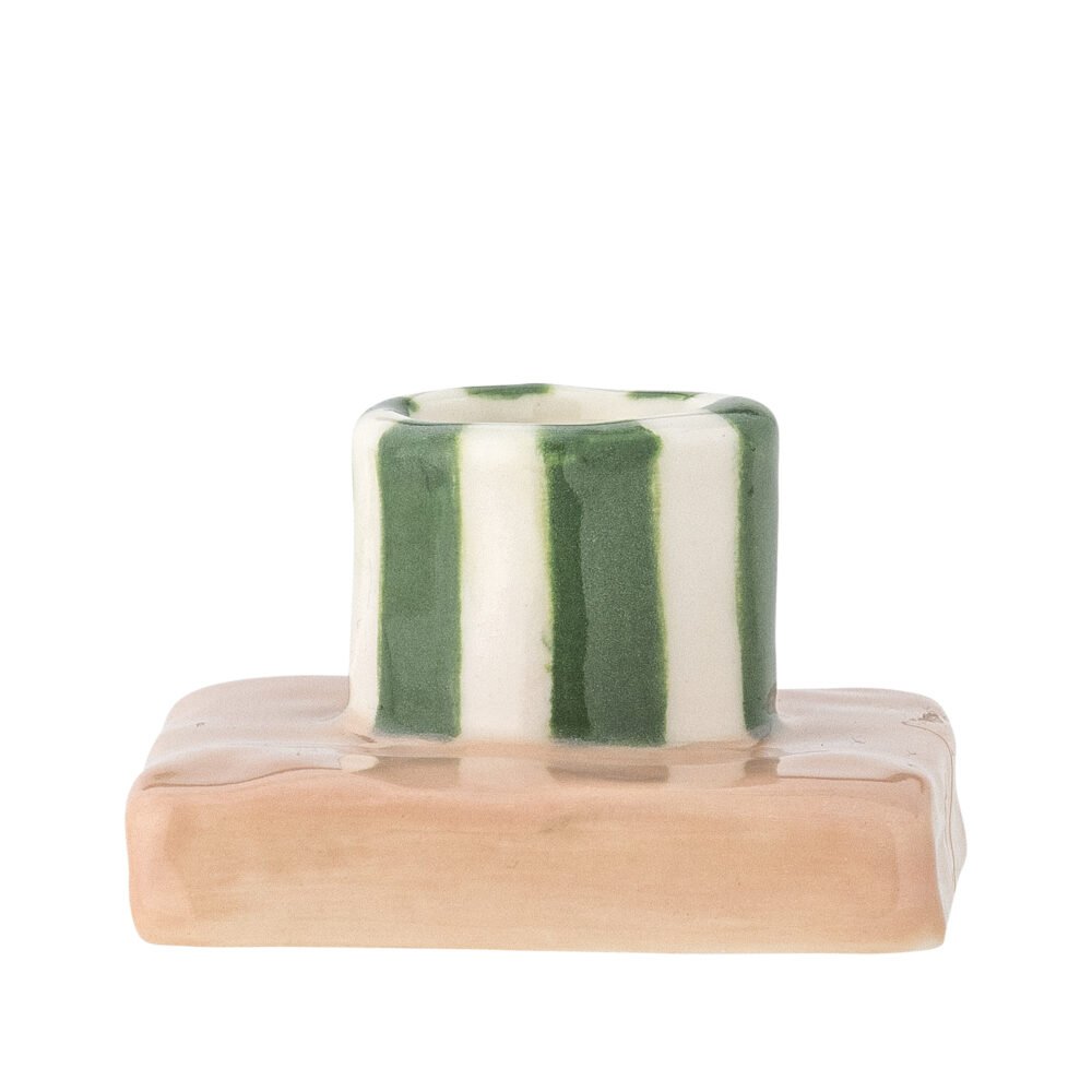 Tacana Candle Holder, Green, Stoneware
