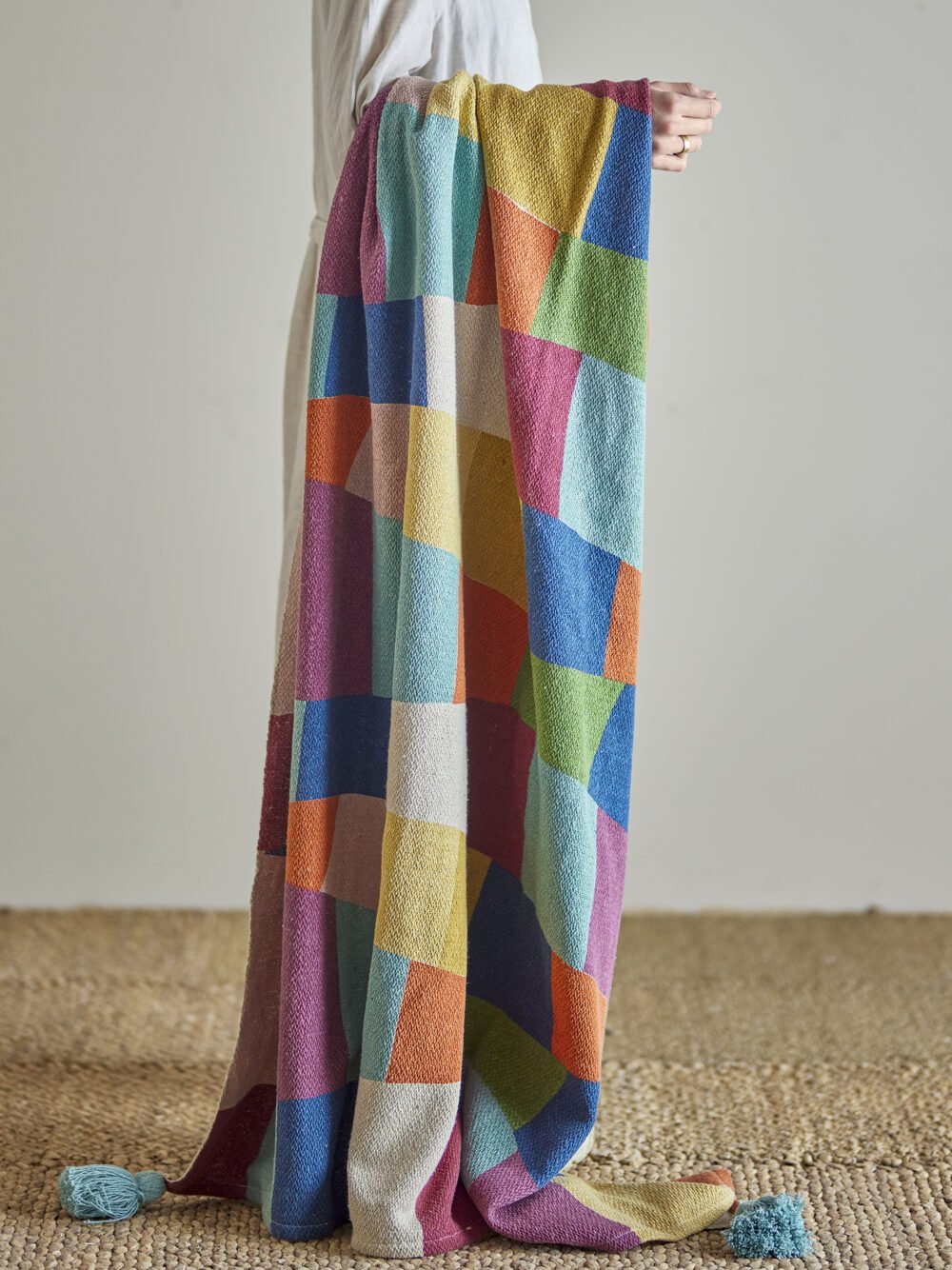 Colorine Throw, Blue, Recycled Cotton - Image 4