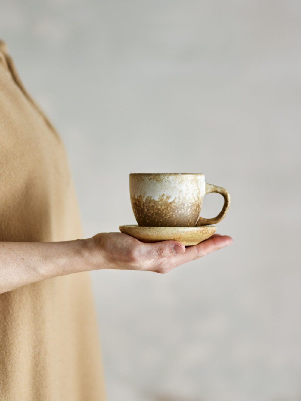 Brenta Cup w/Saucer, Nature, Stoneware - Image 4