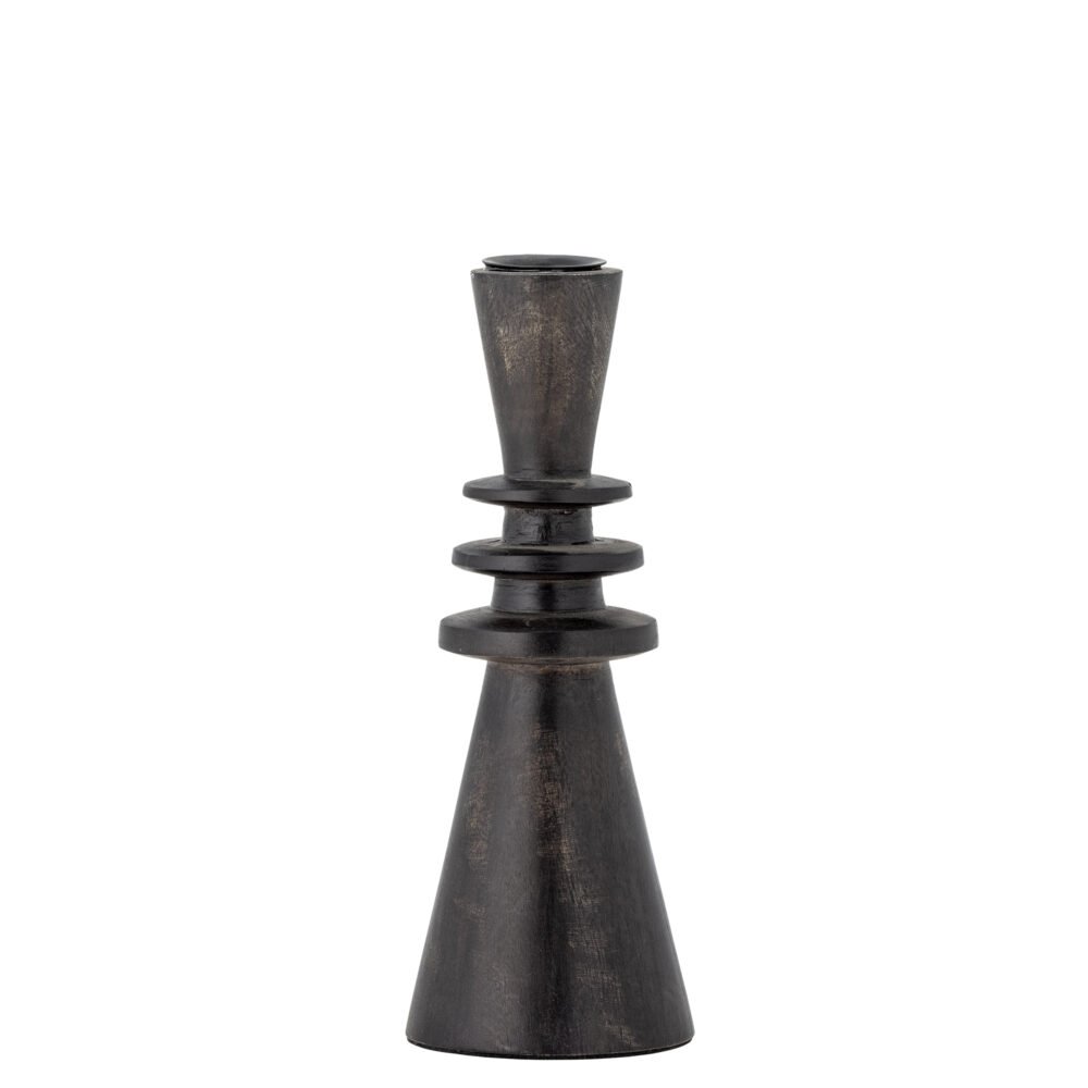 Armel Candle Holder, Black, Mango