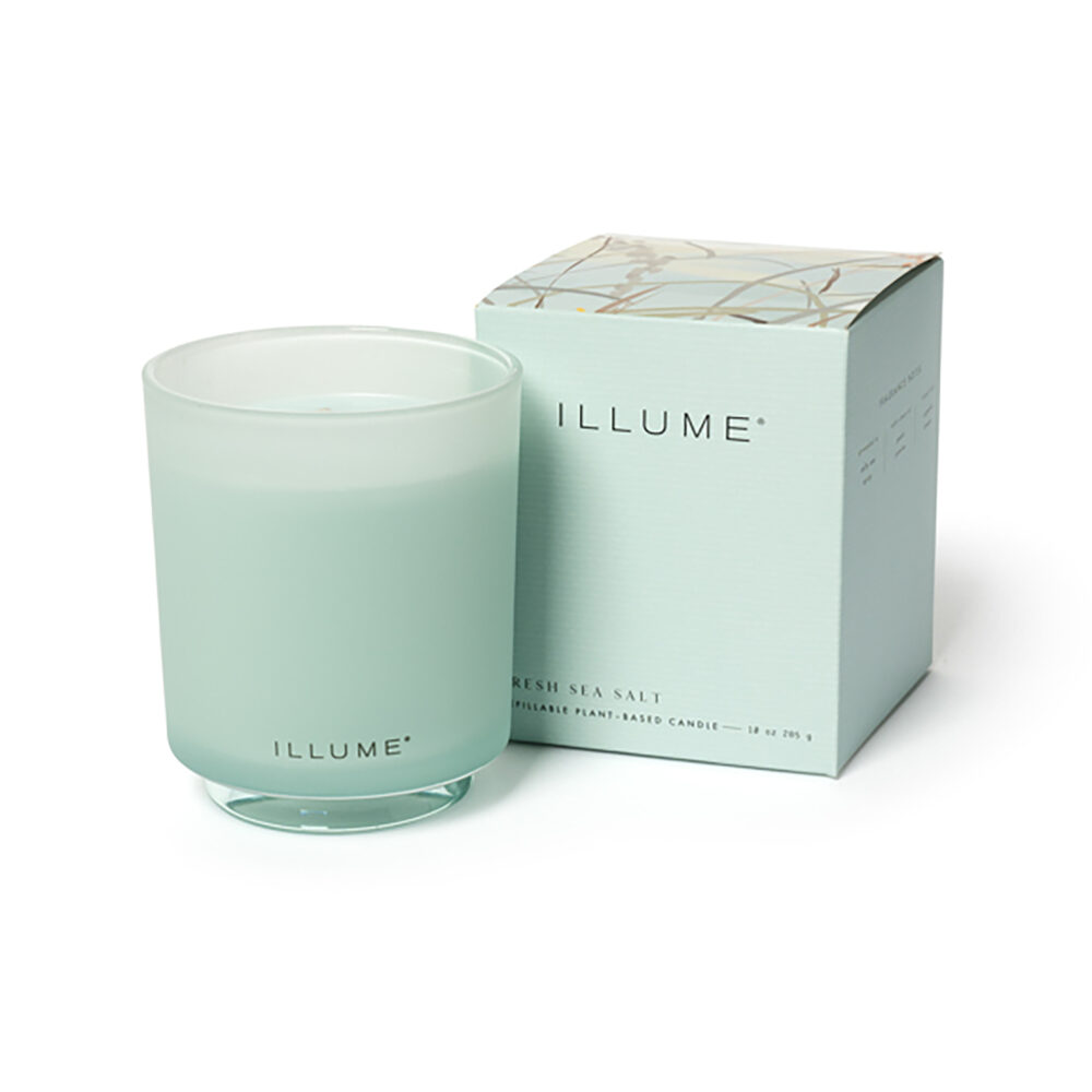 Fresh Sea Salt Box Glass Candle, Blue,