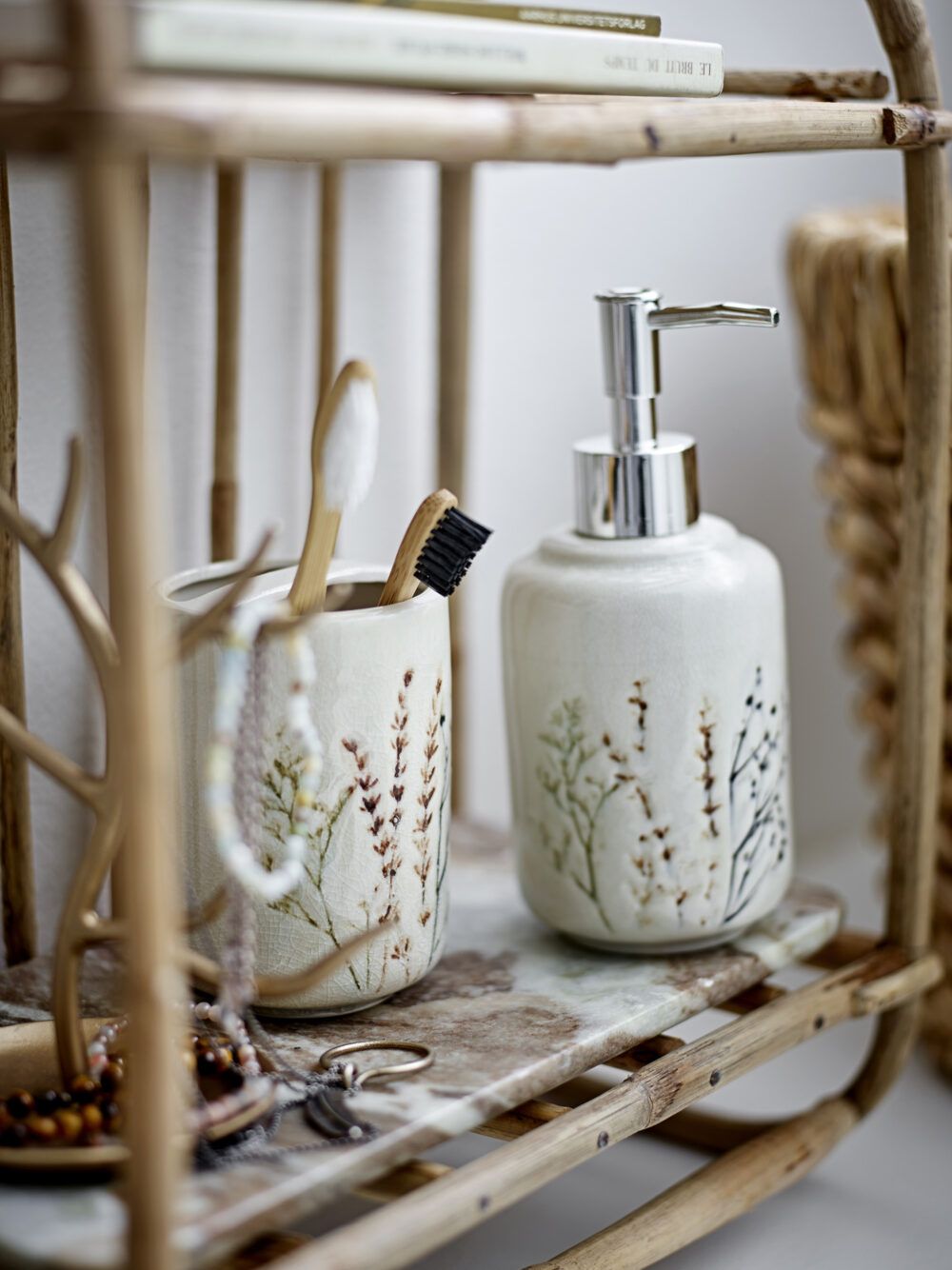 Bea Soap Dispenser Set, Nature, Stoneware - Image 4