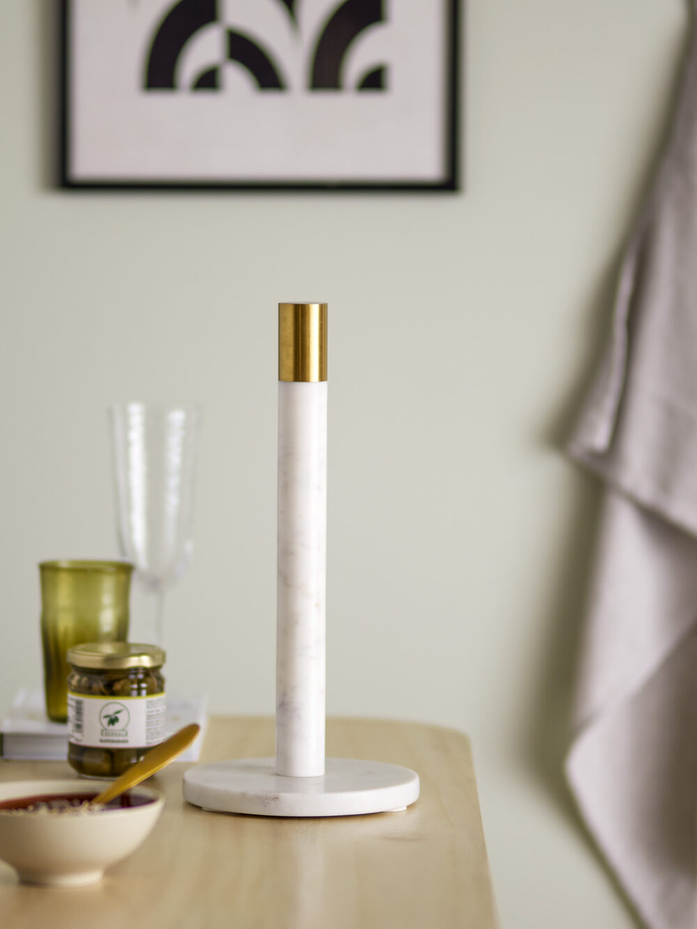 Emira Kitchen Paper Stand, White, Marble - Image 4