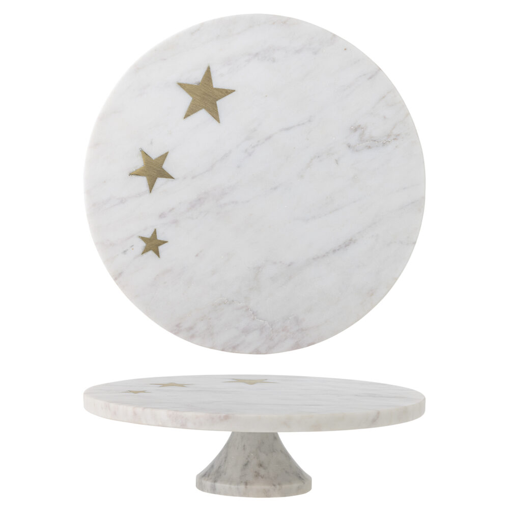 Fenya Star Cake Tray, White, Marble