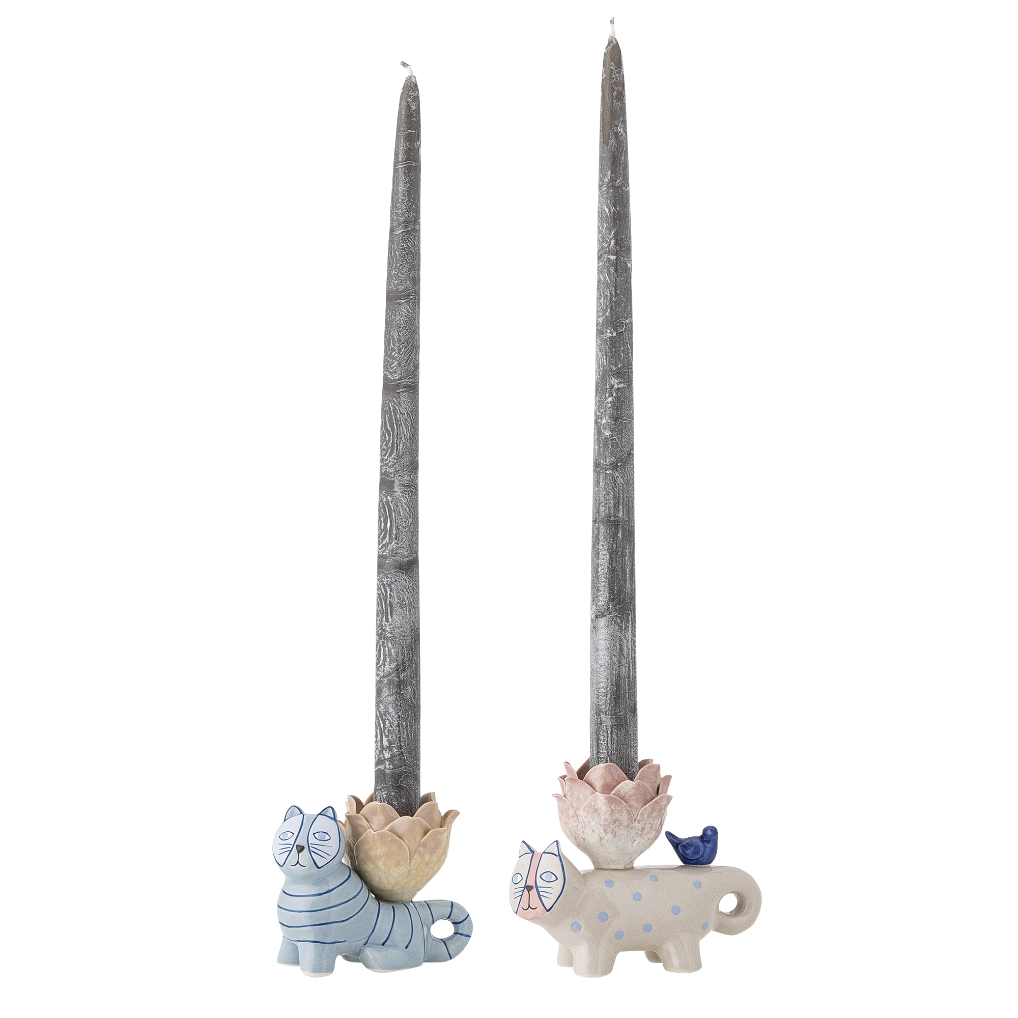 Missy Candle Holder, Blue, Stoneware - Image 2