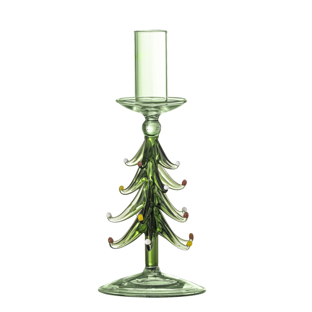 Brant Candle Holder, Green, Glass