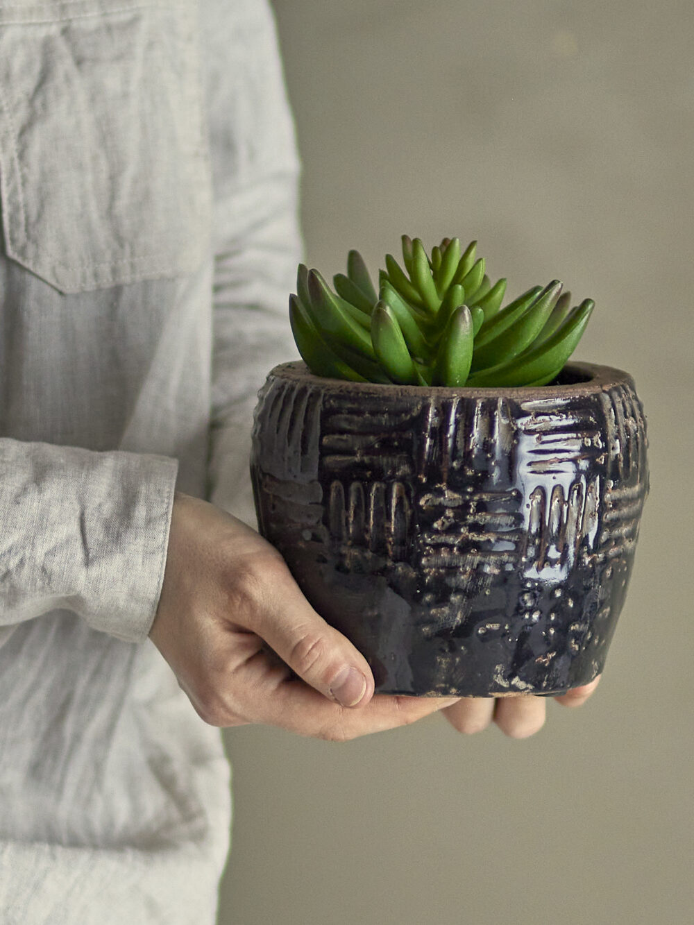 Echeveria Plant, Green, Artificial Flowers - Image 2