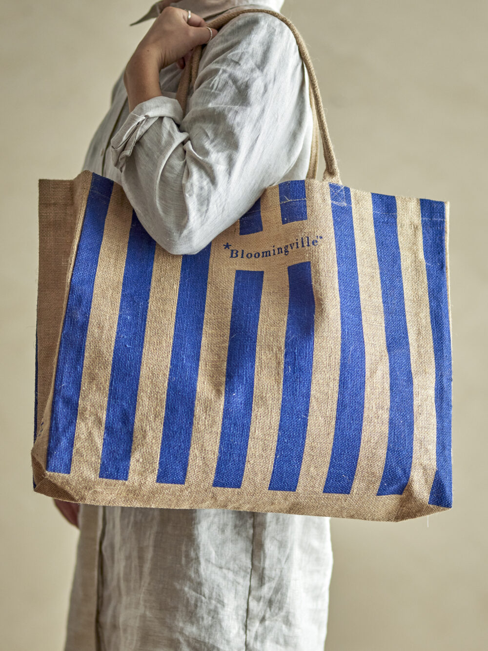 Bergamo Shopping Bag, Blue, Jute - Image 4
