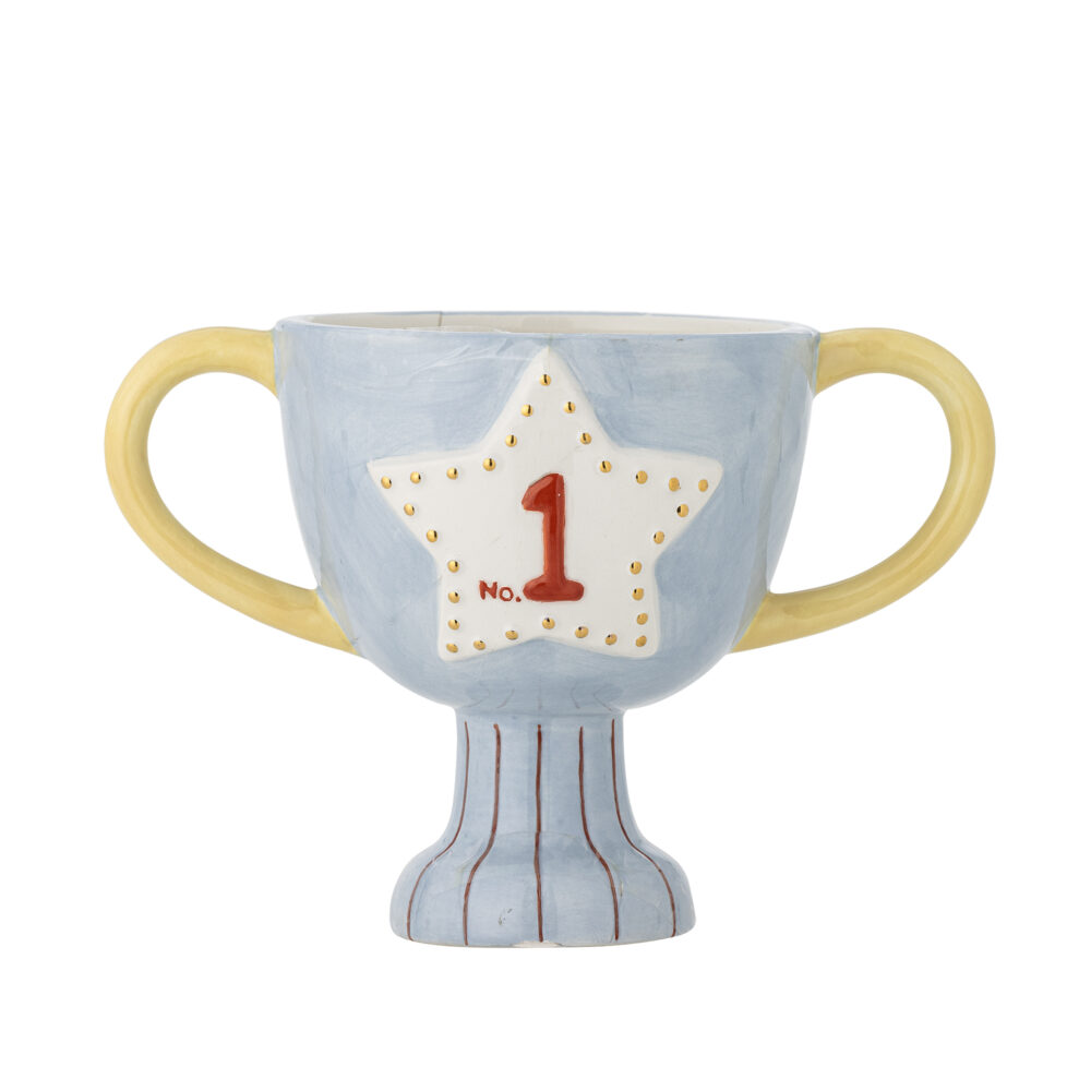 Trophy Flowerpot, Blue, Ceramic