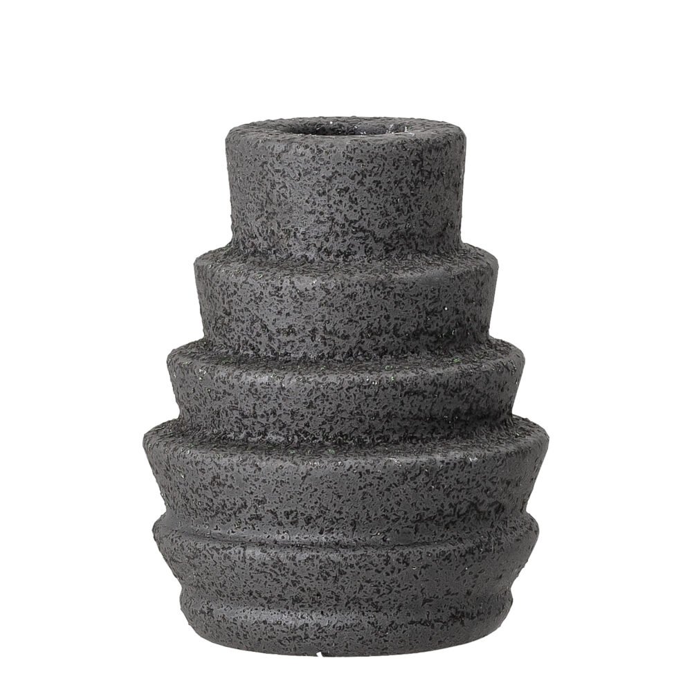 Emin Candle Holder, Black, Stoneware