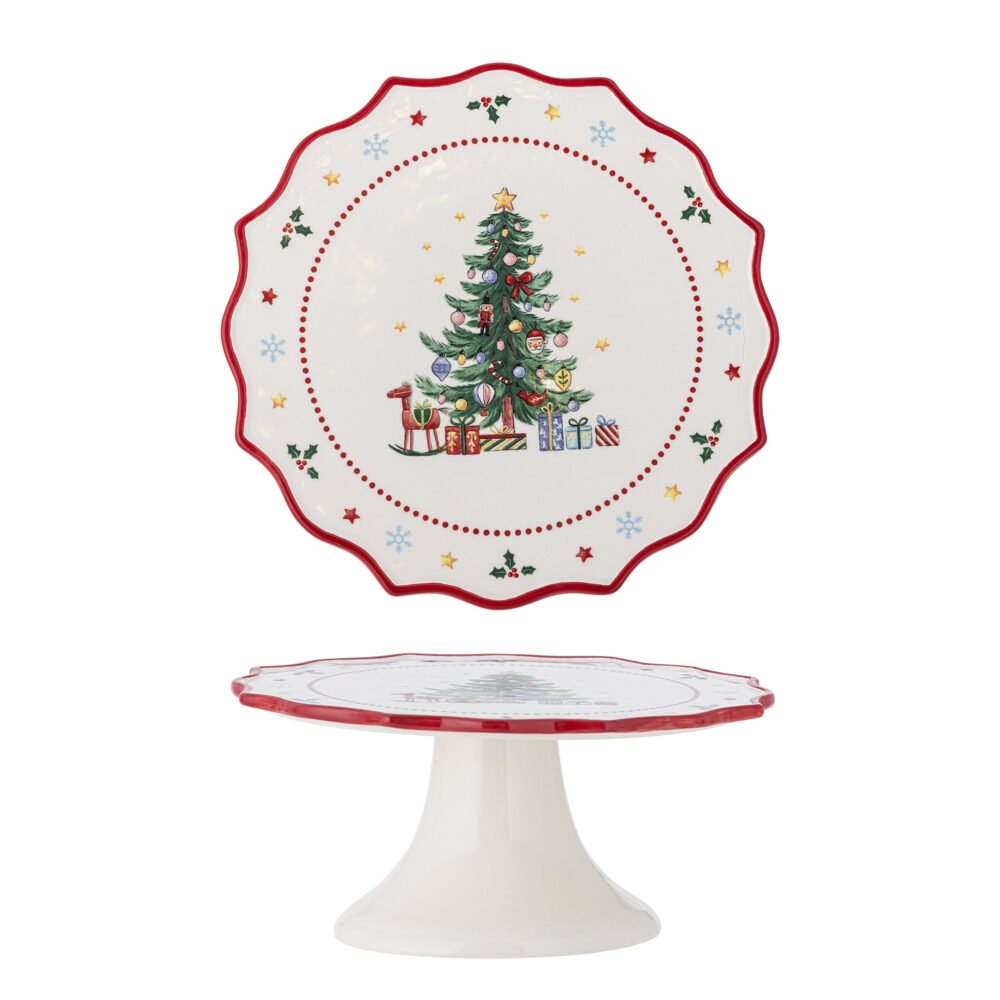 Naive Cake Tray, Red, Ceramic