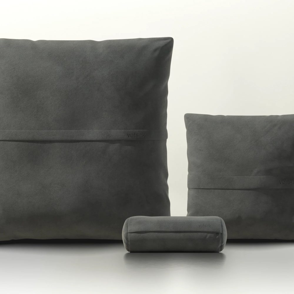 pillow set 2 - leather - dark grey