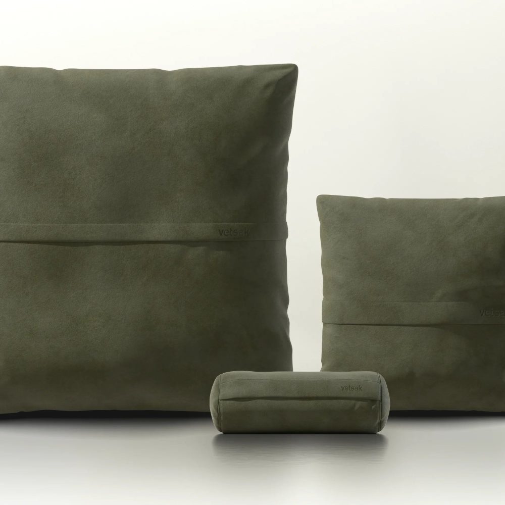 pillow set 2 - leather - olive