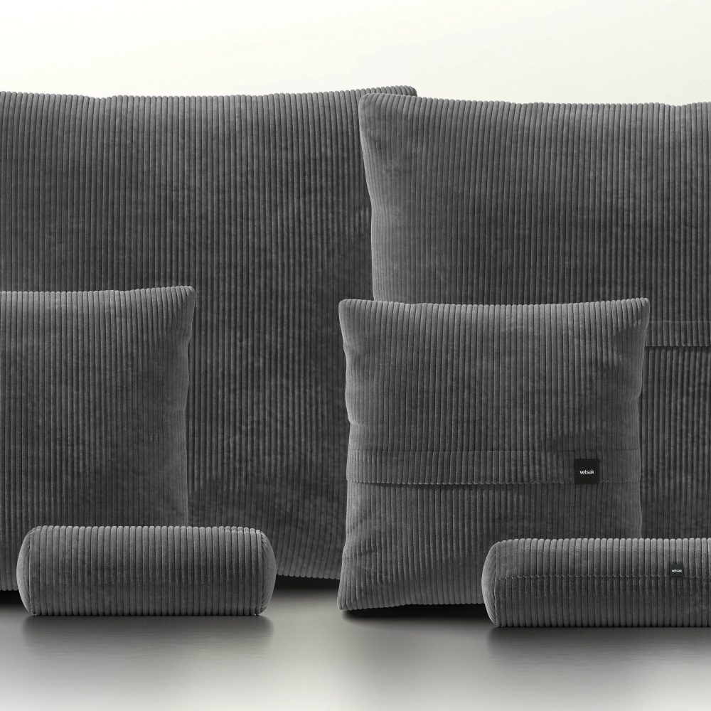 pillow set 3 - cord velour - dark grey