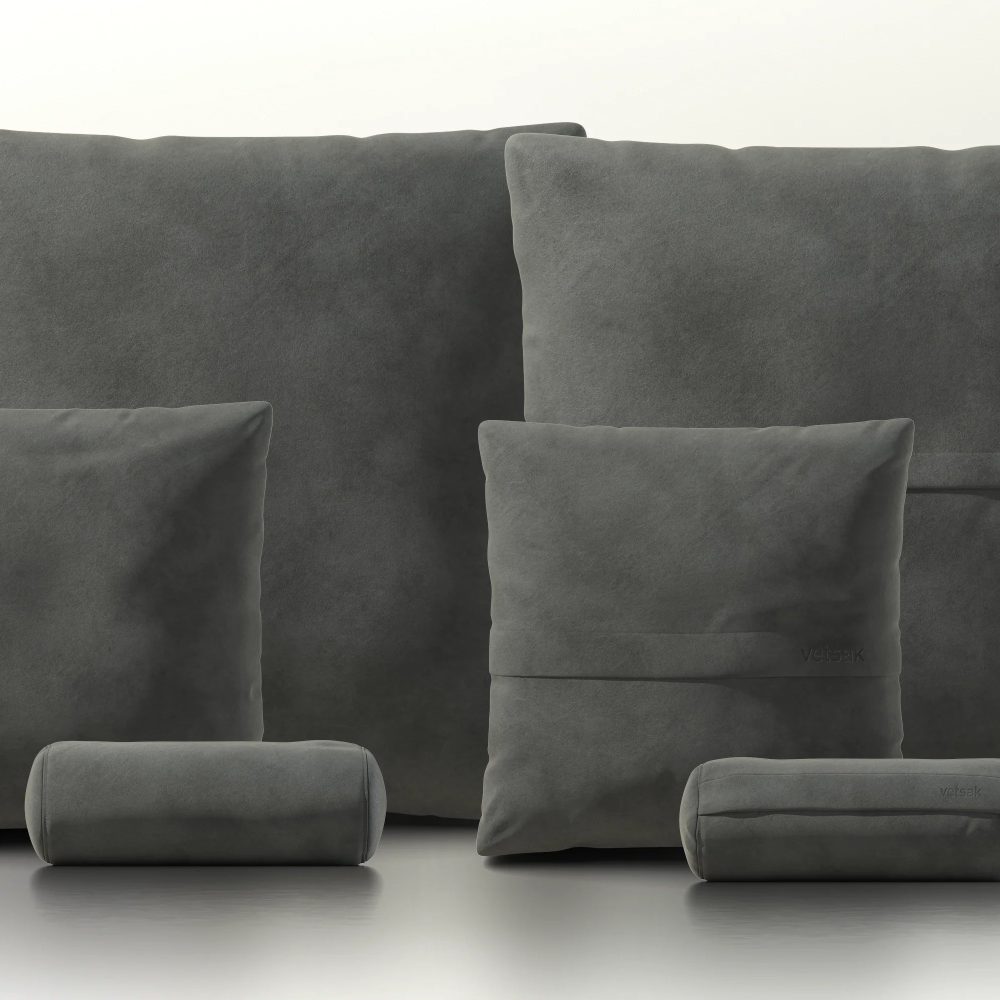 pillow set 3 - leather - dark grey