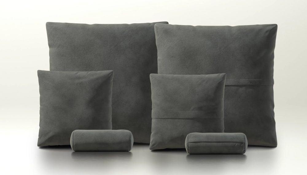 pillow set 3 - leather - dark grey