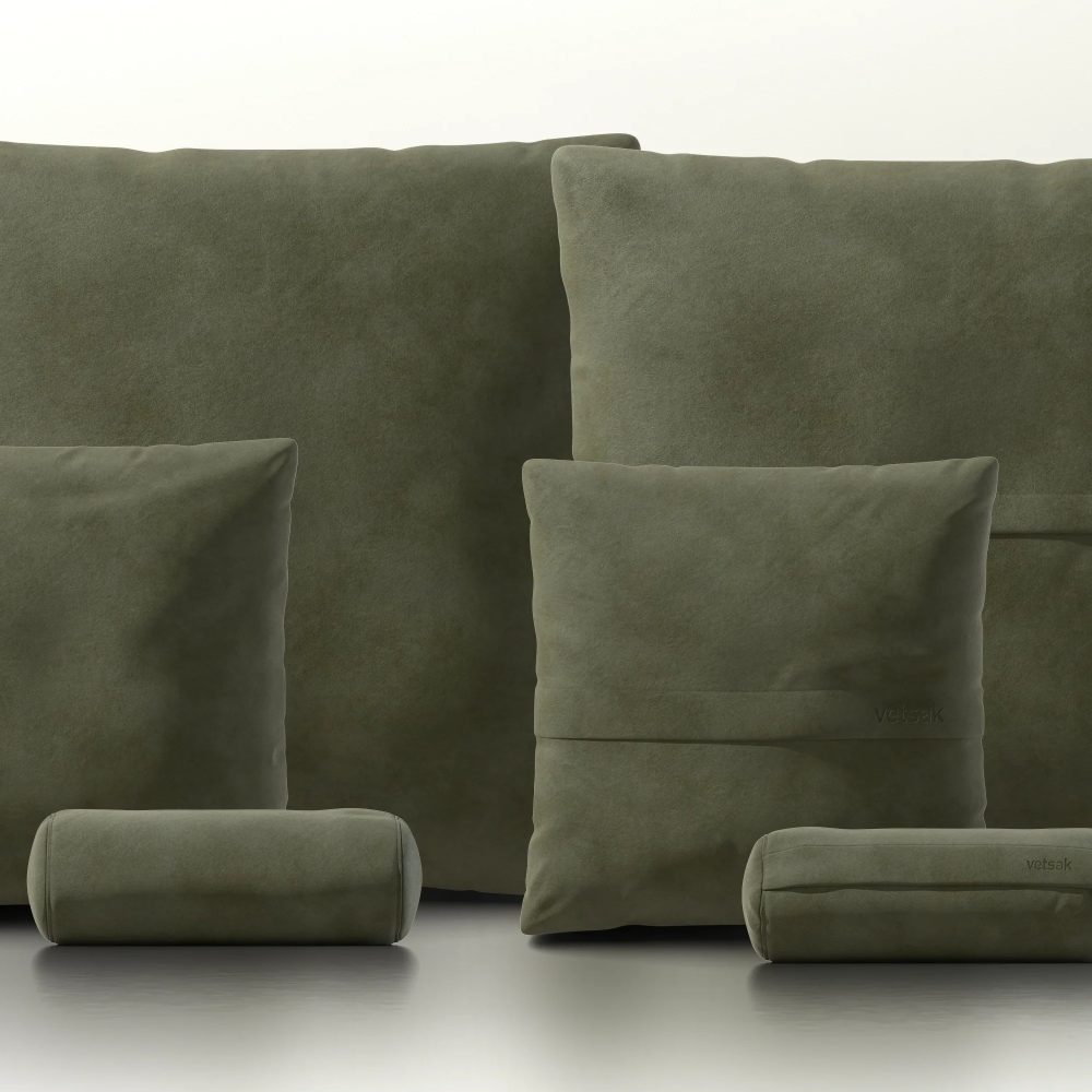 pillow set 3 - leather - olive