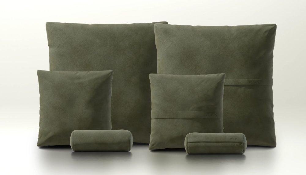 pillow set 3 - leather - olive
