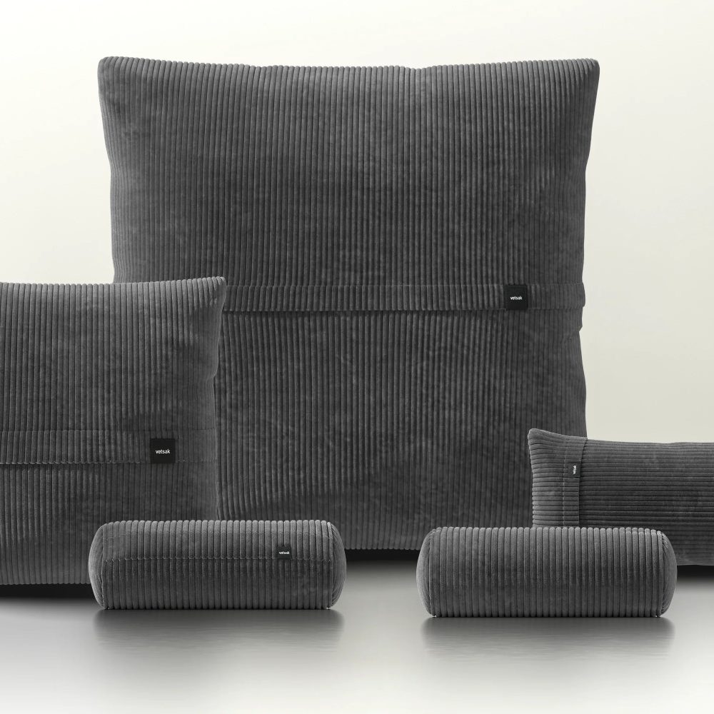 pillow set 4 - cord velour - dark grey
