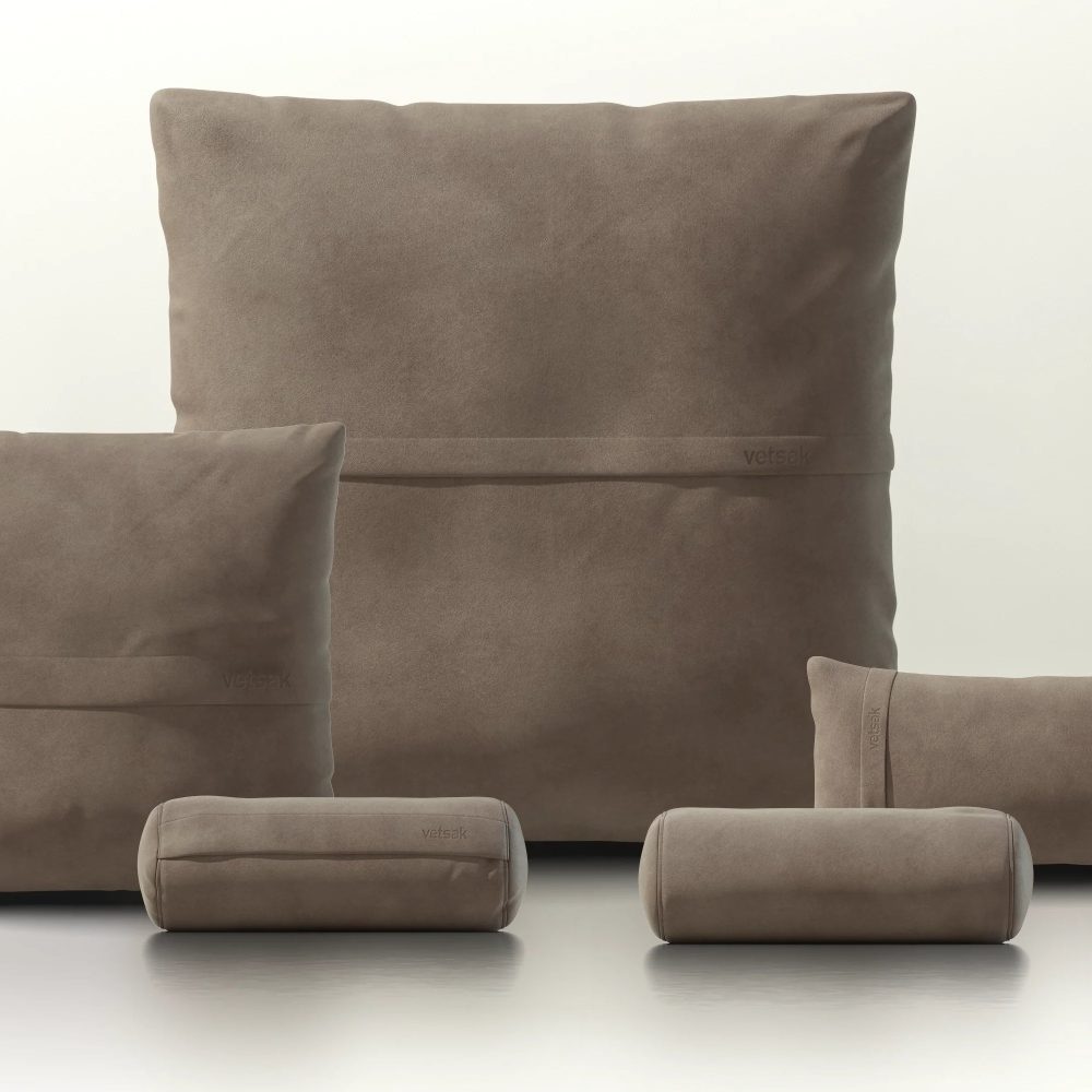 pillow set 4 - leather - cacao