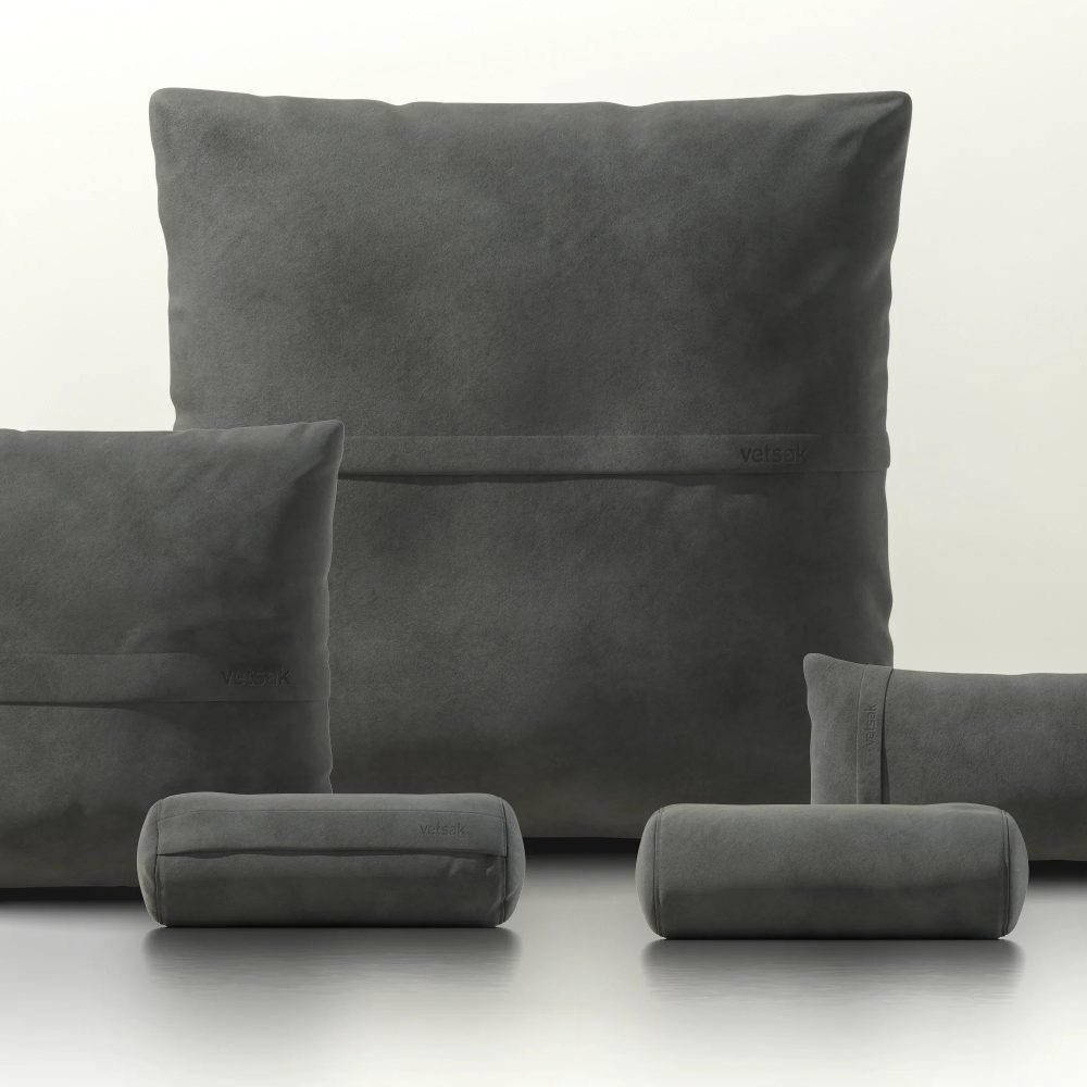 pillow set 4 - leather - dark grey